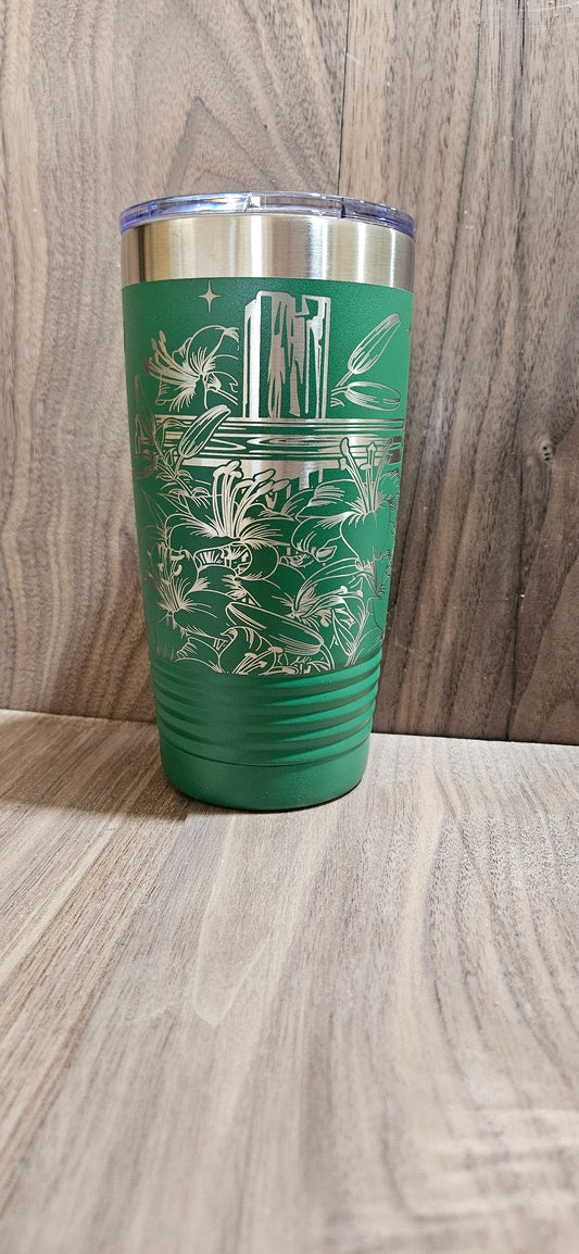 Cross with flowers tumbler